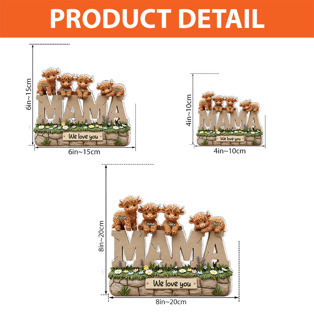Cute Baby Highland Cow - Personalized Cow Custom Shaped Acrylic Plaque