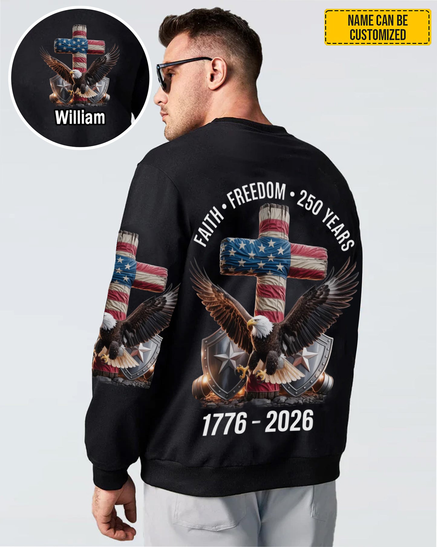 Faith Freedom 250 Years - Personalized Eagle All Over Print