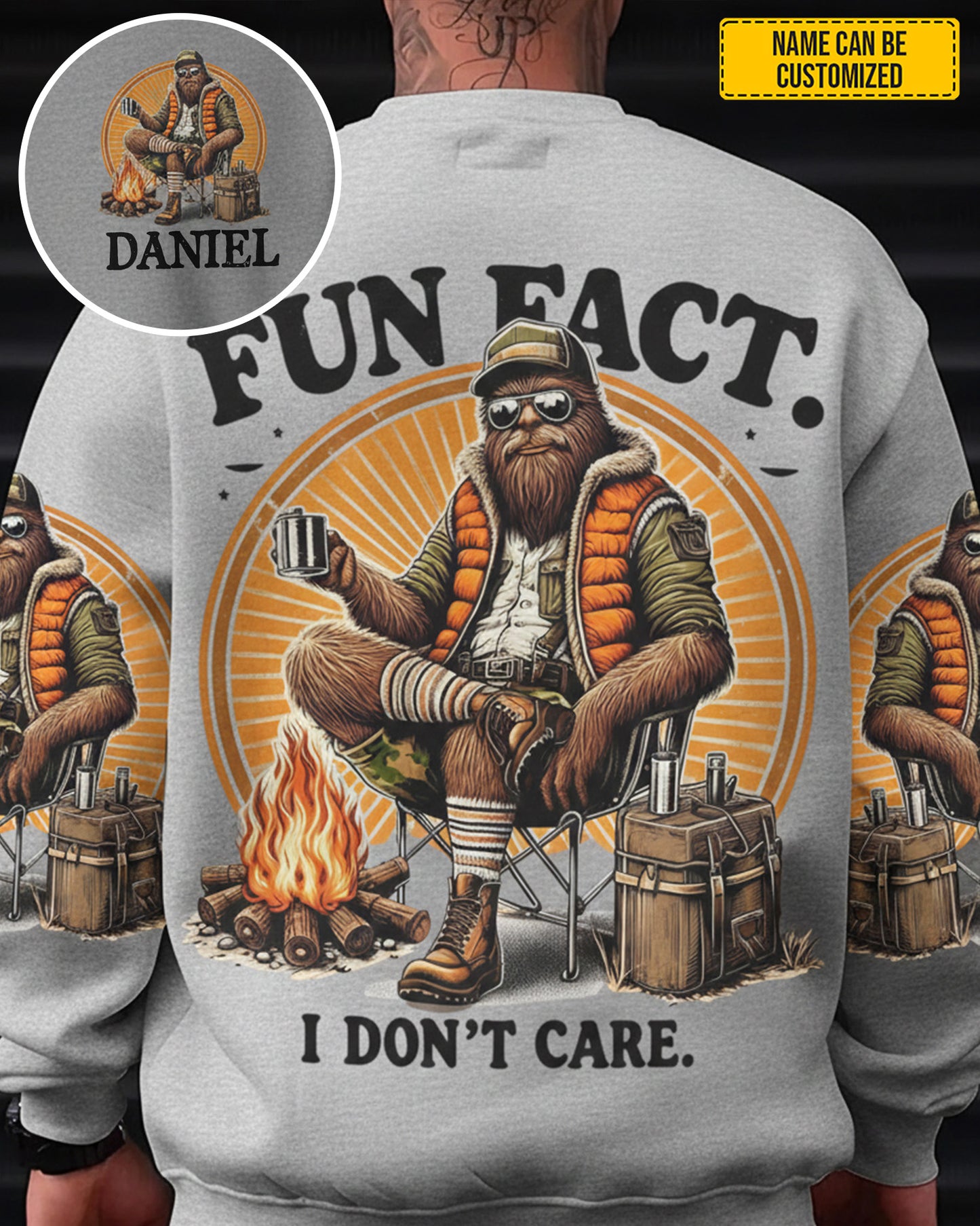 Fun Fact I Don't Care – Personalized Bigfoot All Over Print Shirt