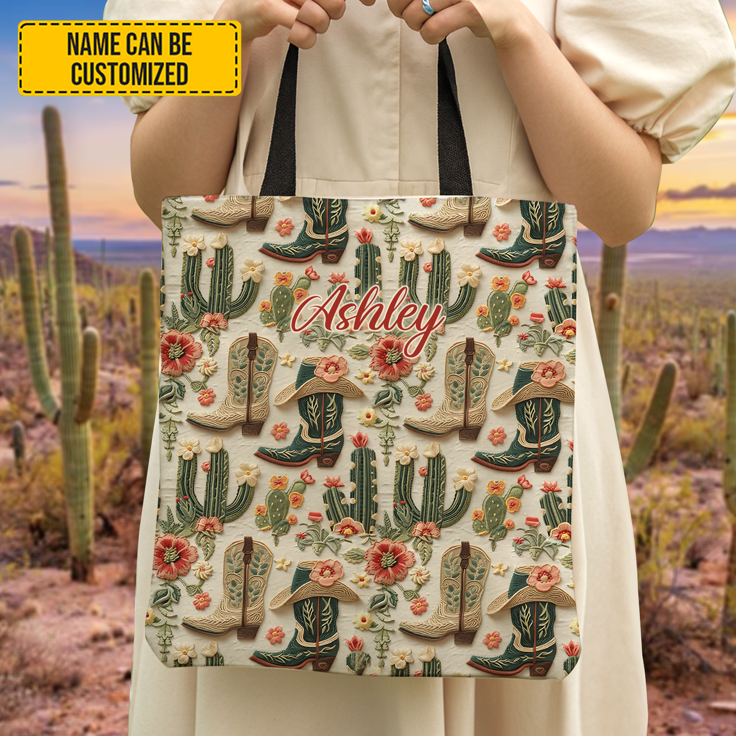 Boots Cactus & Charm - Personalized Western Tote Bag