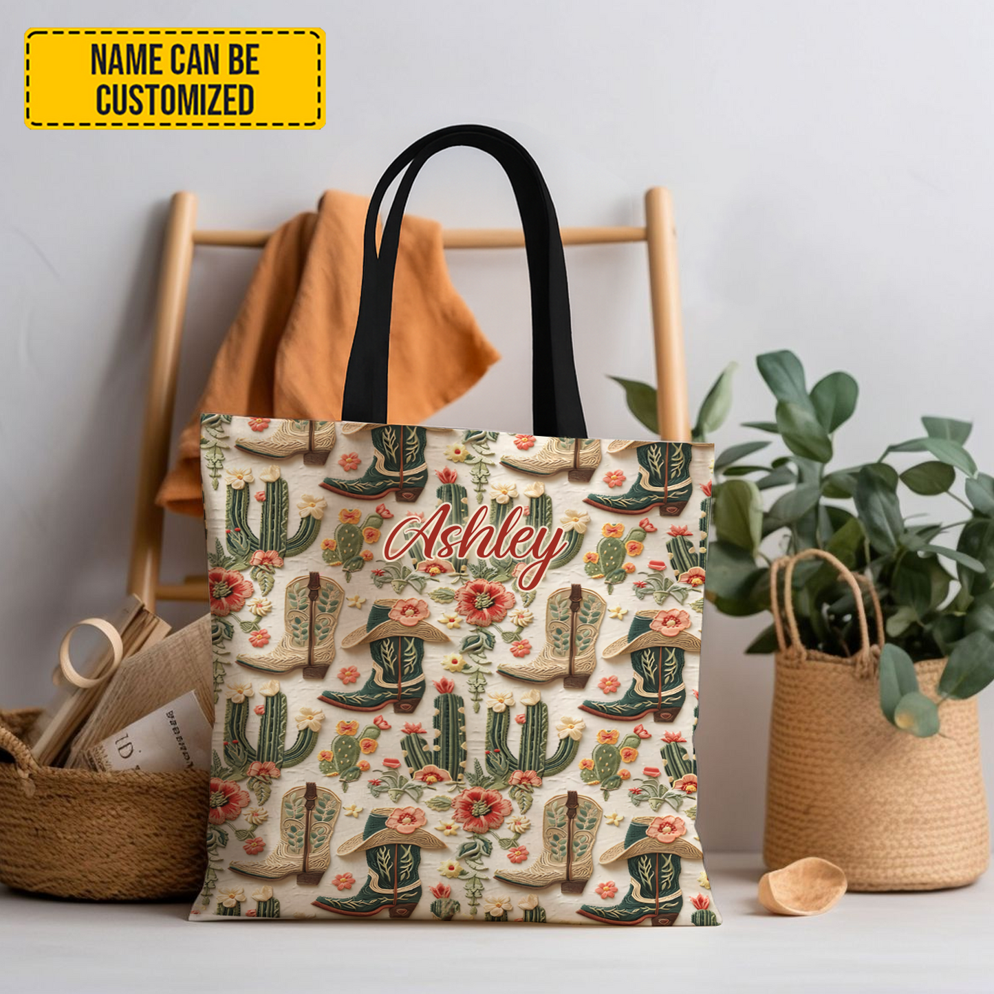 Boots Cactus & Charm - Personalized Western Tote Bag