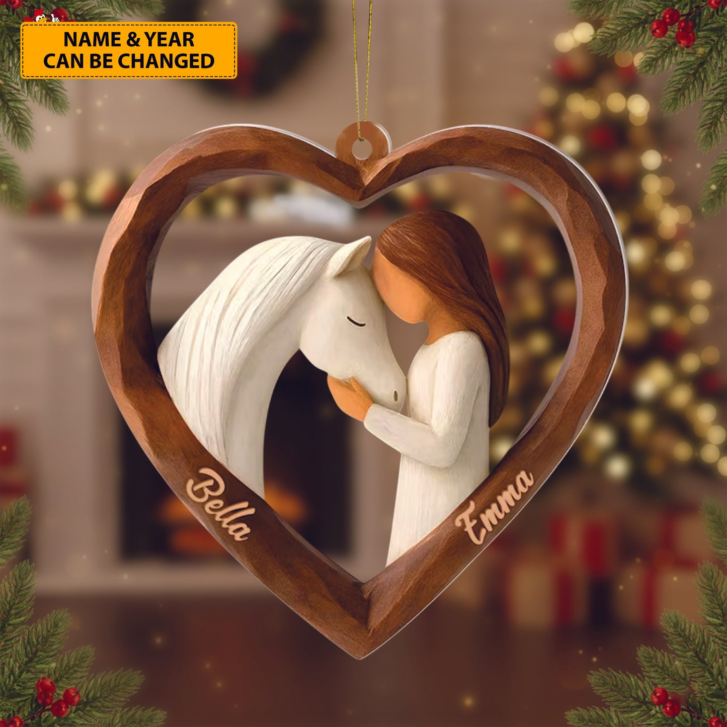 Personalized Horse Lover Heart Acrylic Ornament