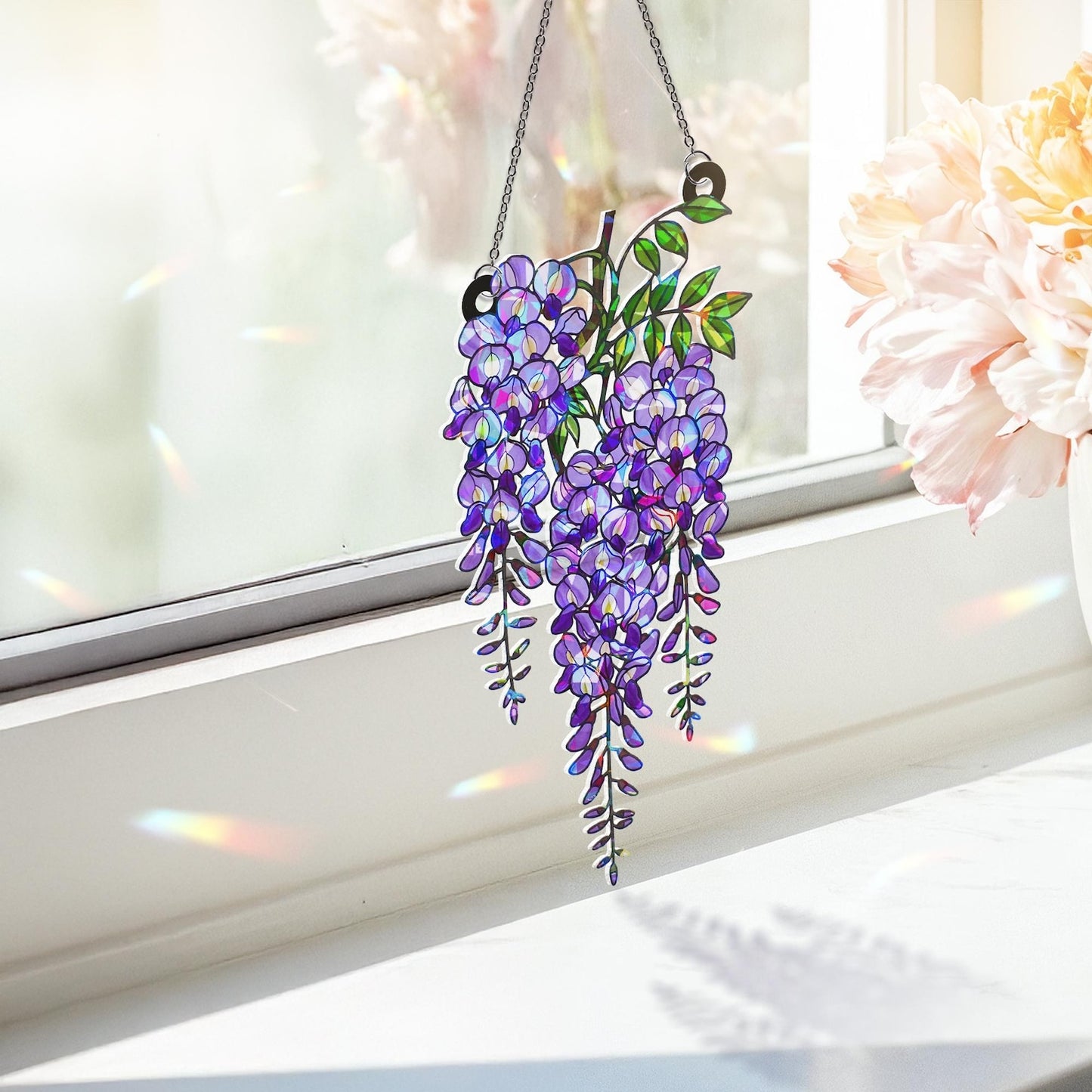 Wisteria Holographic Suncatcher Purple Acrylic Window