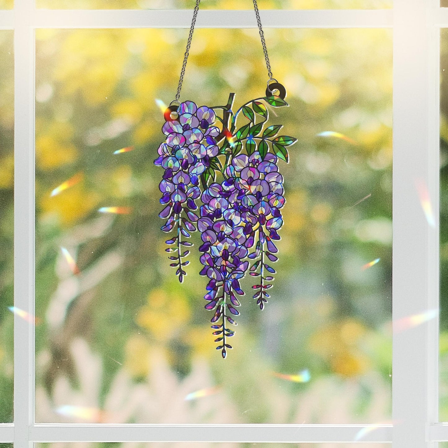 Wisteria Holographic Suncatcher Purple Acrylic Window