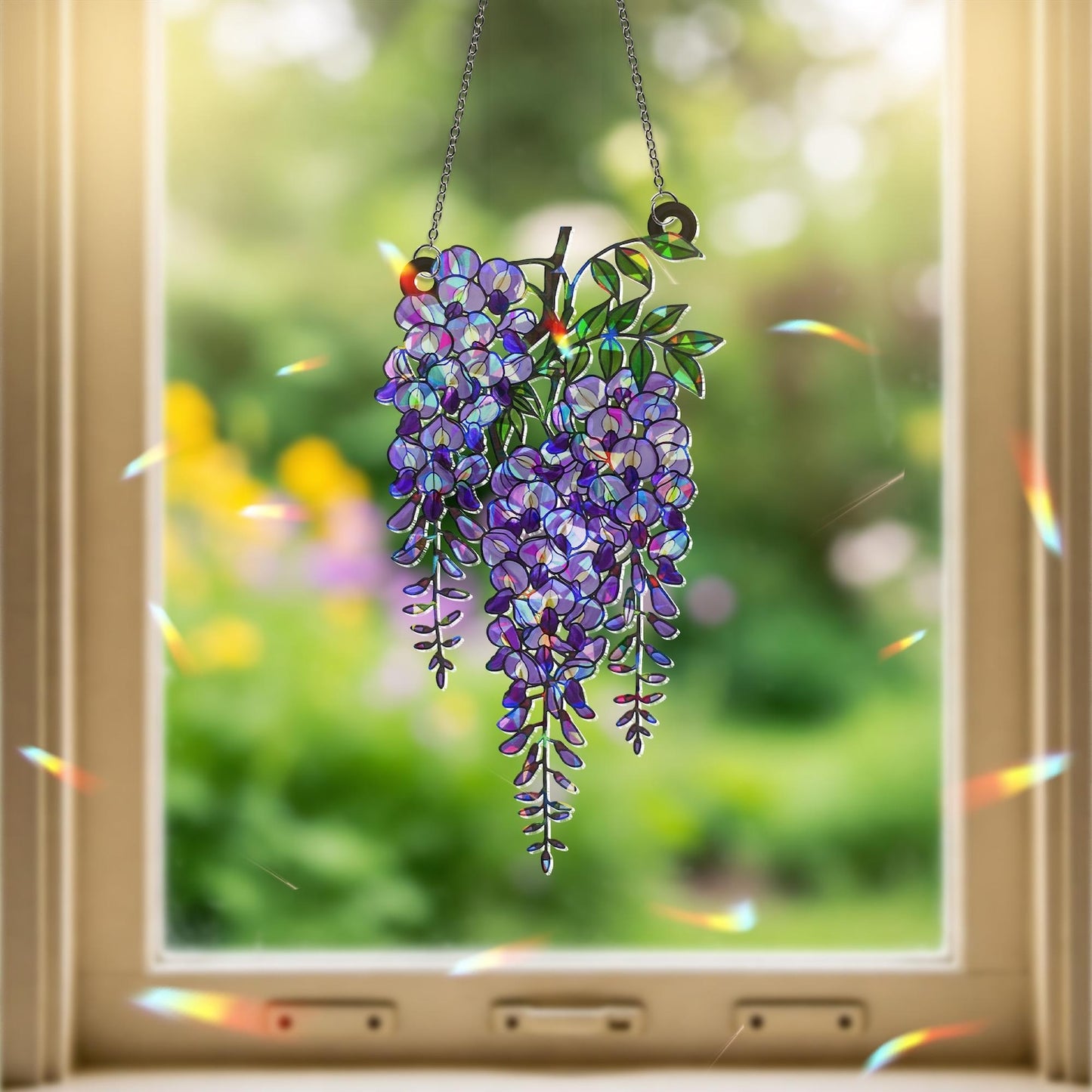 Wisteria Holographic Suncatcher Purple Acrylic Window