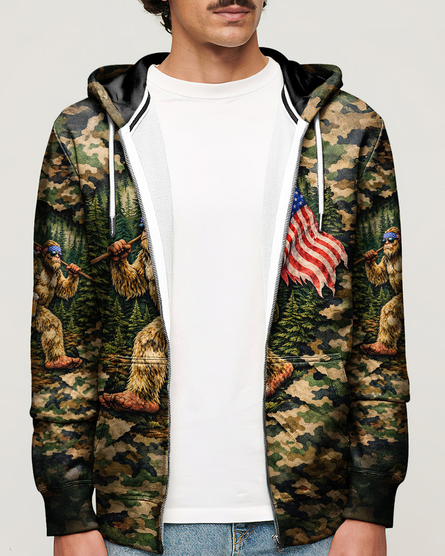 BIGFOOT WITH FLAG CAMOUFLAGE ALL OVER PRINT SHIRT