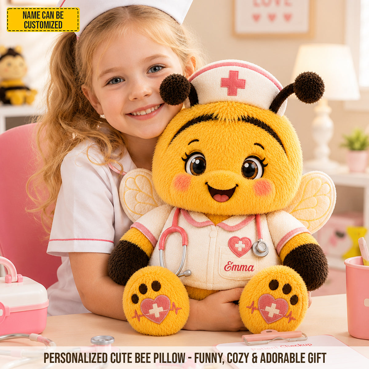 Personalized Nurse Bee Custom Shape Pillow