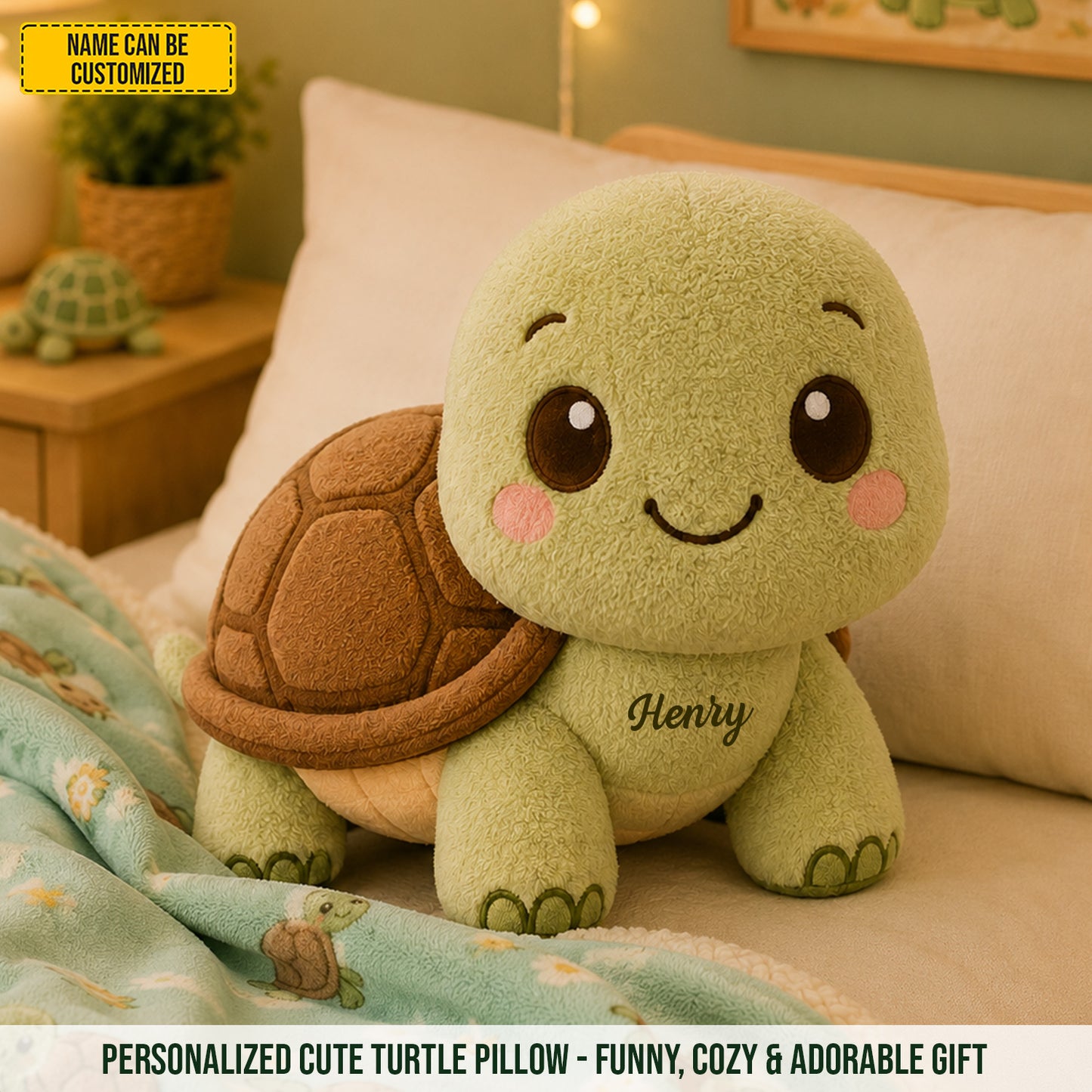 Personalized Cute Turtle Custom Shaped Pillow