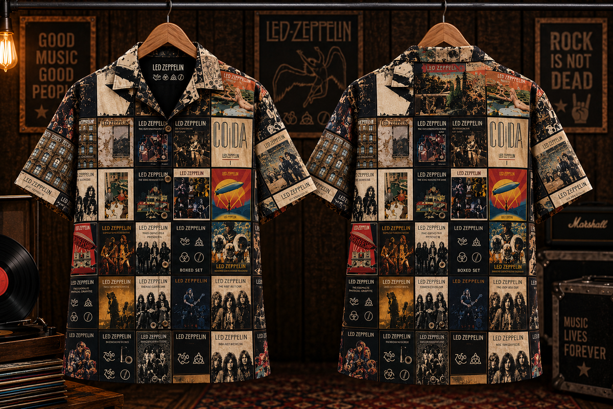 Led Zeppelin Album Collection Hawaiian Shirt - Vintage Rock Music Fan Gift