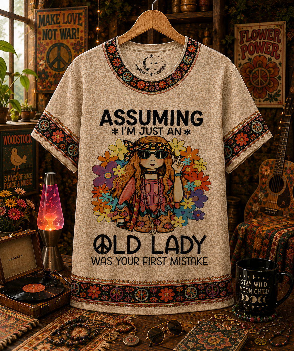 Assuming I’m Just an Old Lady Was Your First Mistake Hippie All Over Print Shirt