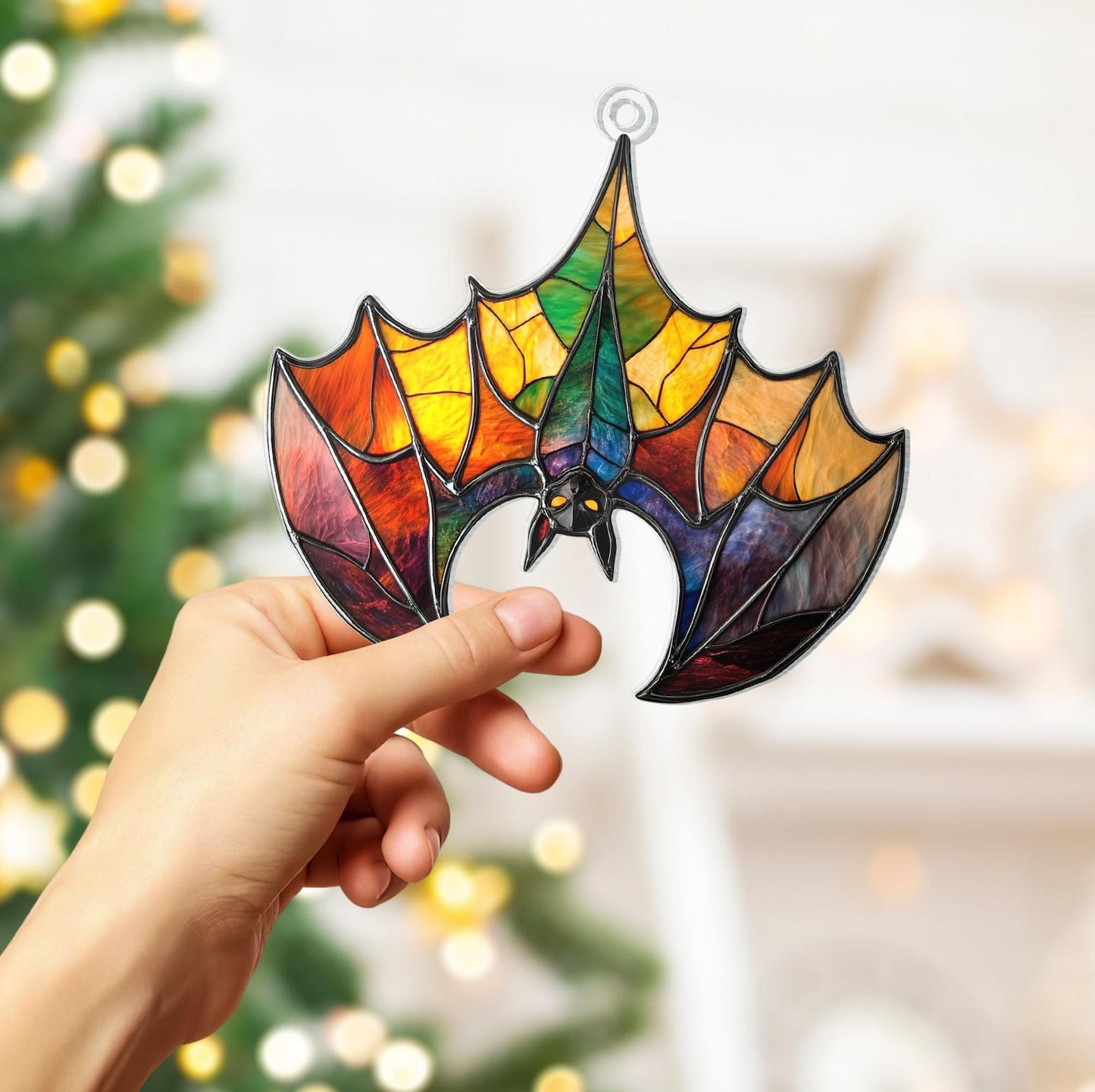 Upside Down Bat Colorful Window Hanging - Personalized Acrylic Window