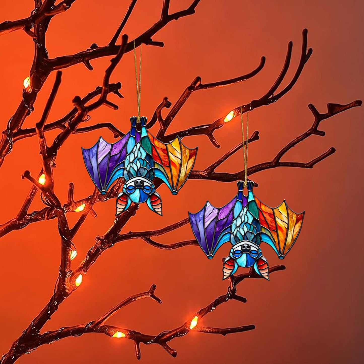 Upside Down Bat Colorful Ornament Suncatcher