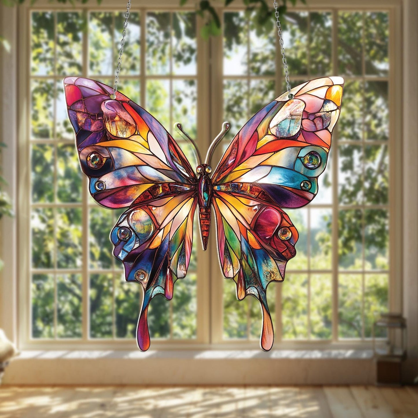 Colorful Butterflies Acrylic Window Hangings