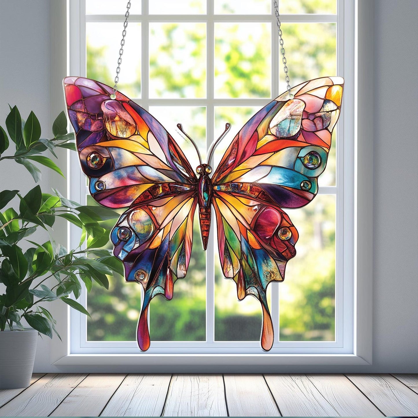 Colorful Butterflies Acrylic Window Hangings
