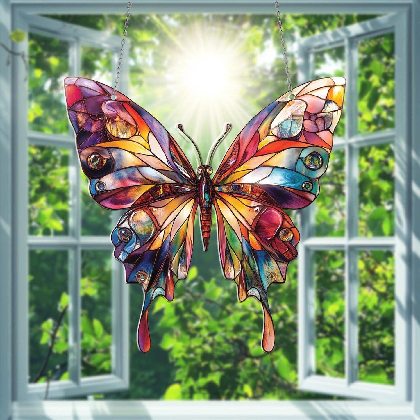 Colorful Butterflies Acrylic Window Hangings