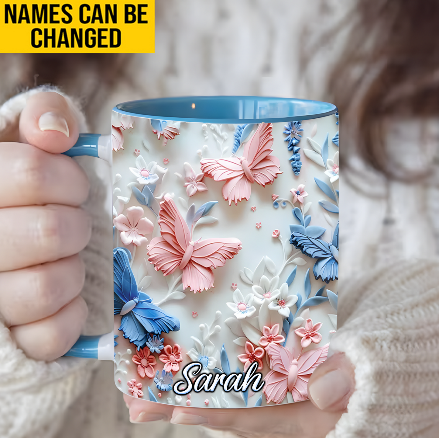 Butterfly and flower - Personalized Accent Mug