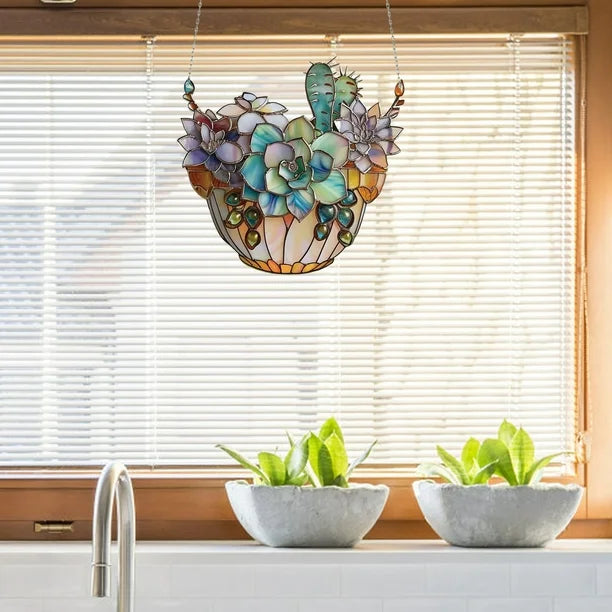 Succulent Tree Acrylic Window Hanging