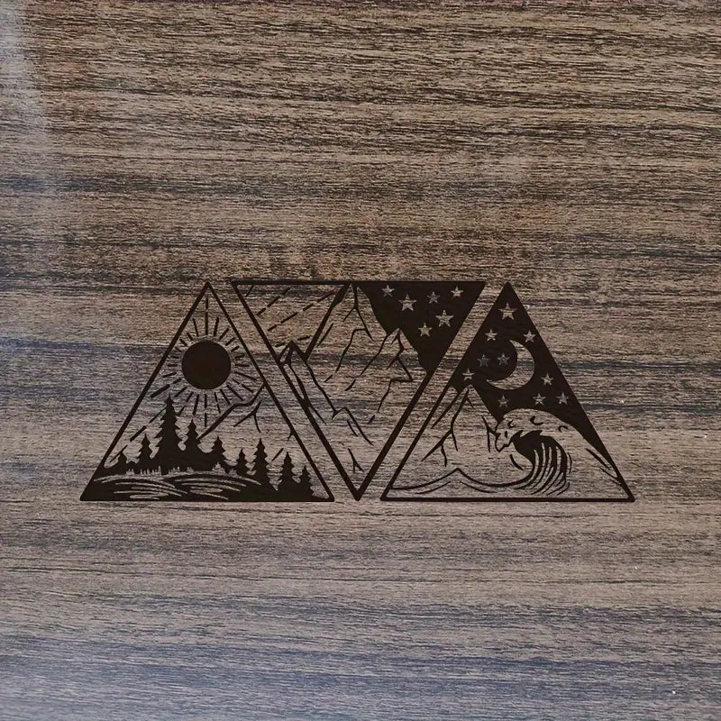 Sun Moon Ocean Mountain Vinyl Sticker Black