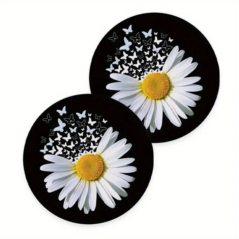 Daisy Flower And Butterfly Car Coaster 2
