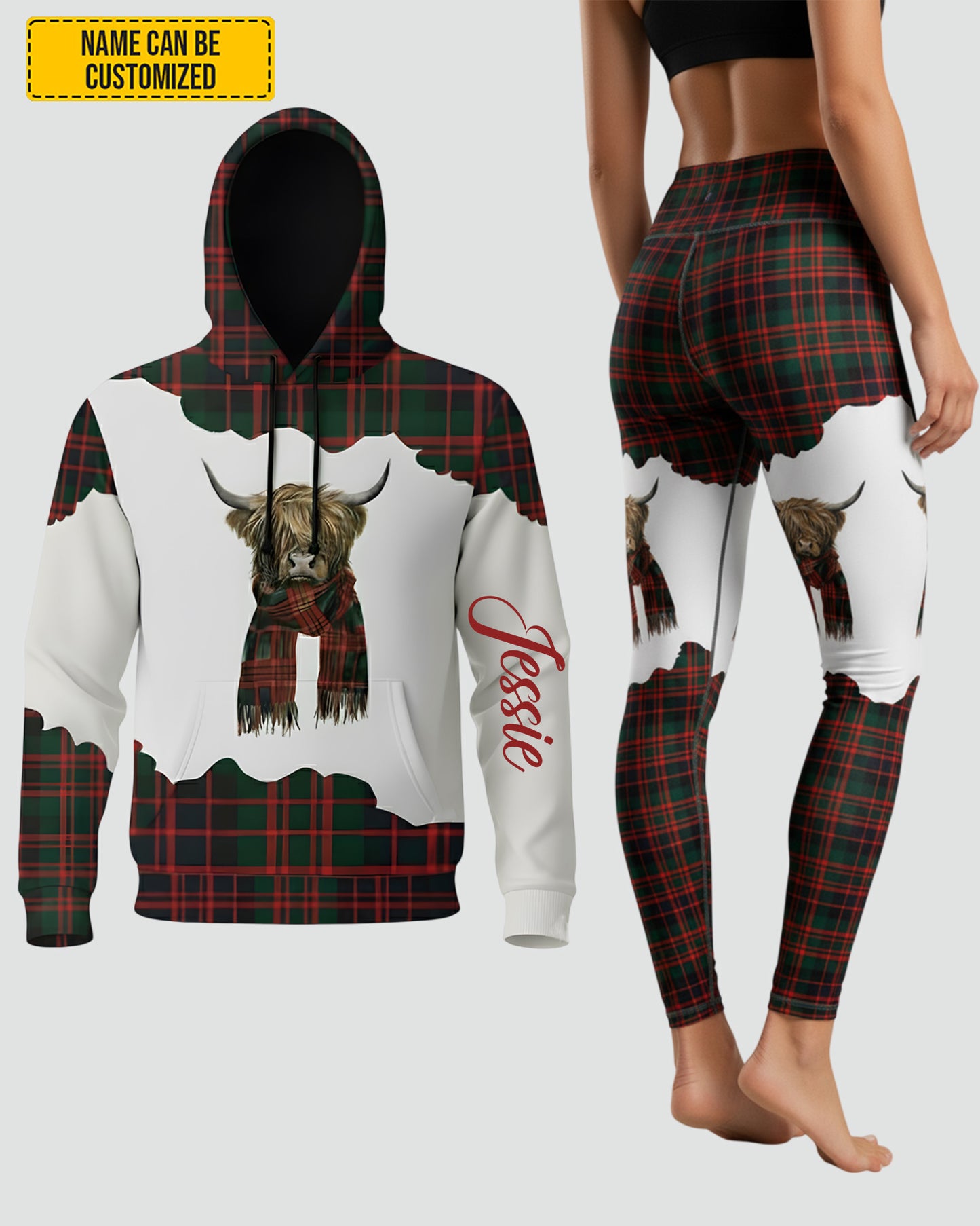 Cow Christmas - Personalized Hoodie And Leggings