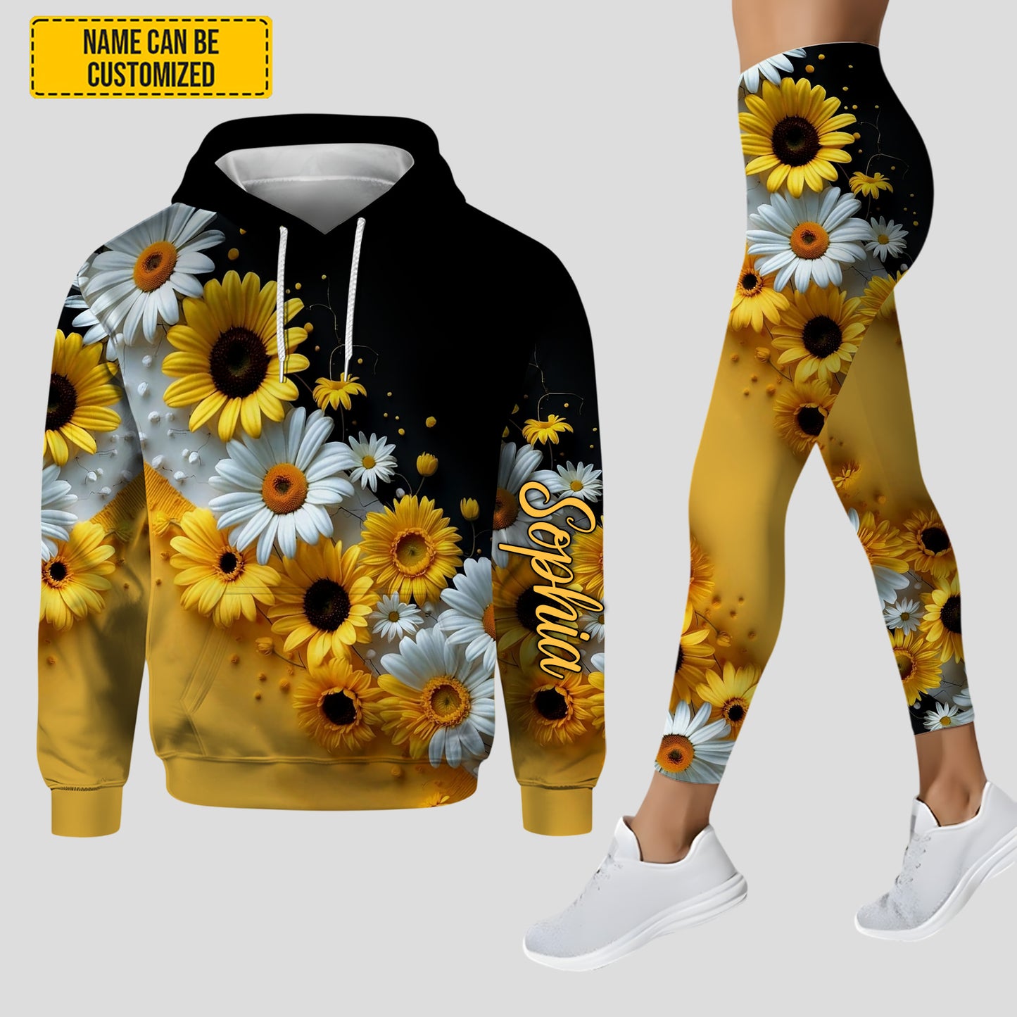 Personalized Sunflower and Daisy Hoodie Leggings Set