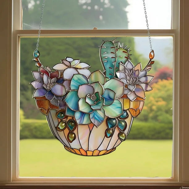 Succulent Tree Acrylic Window Hanging