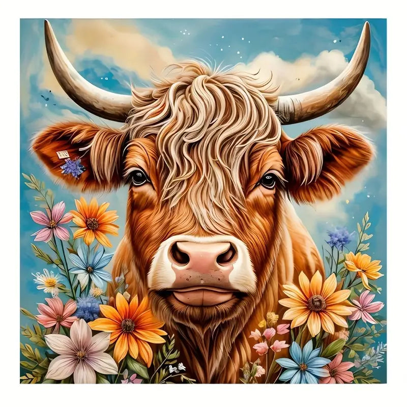 Contemporary Highland Cow Sticker
