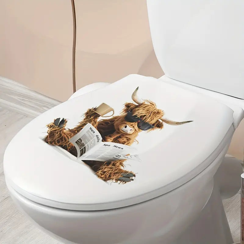 Cow Watching Newspaper Sticker