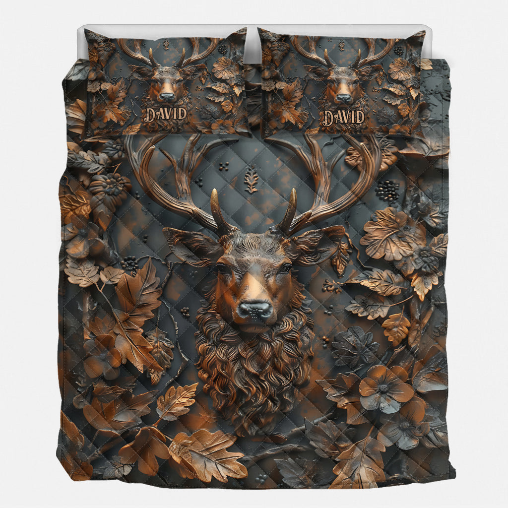 Rustic Deer Majesty – Personalized Hunting Quilt Bedding Set