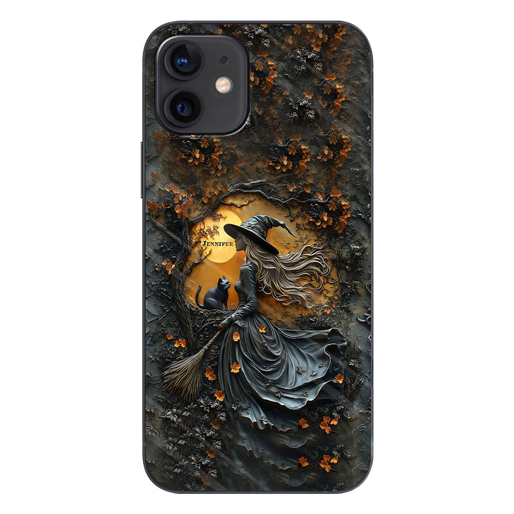Beautiful Witch & Black Cat - Personalized Witch Phone Case