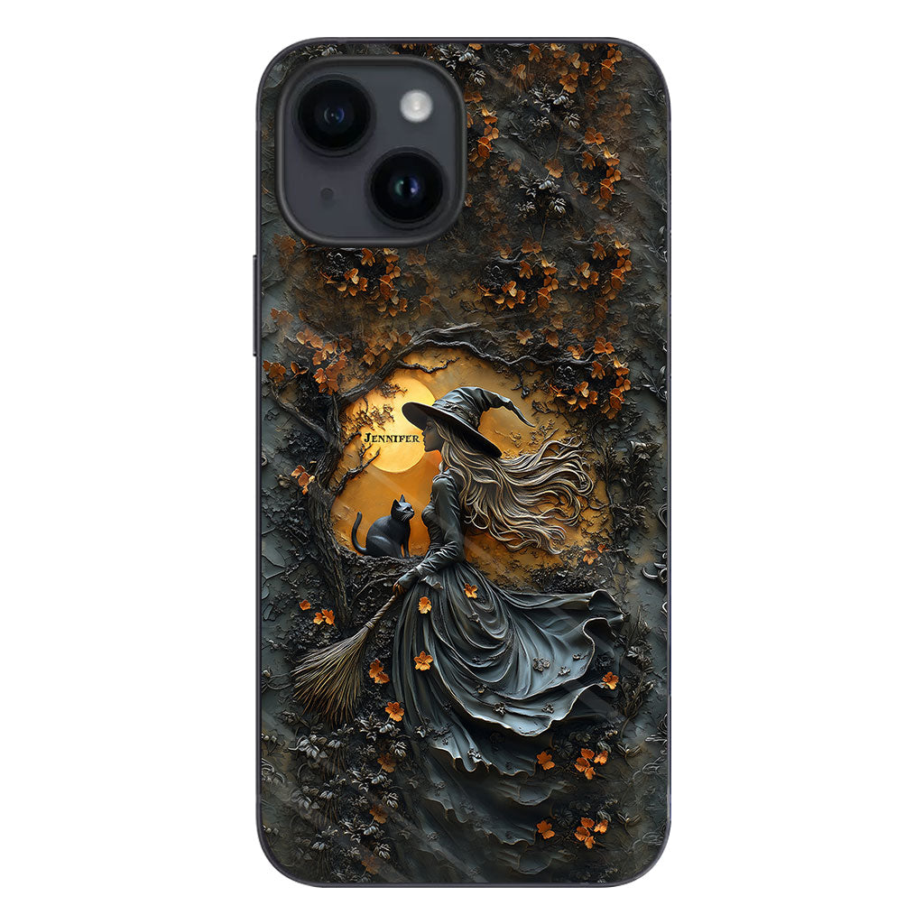 Beautiful Witch & Black Cat - Personalized Witch Phone Case