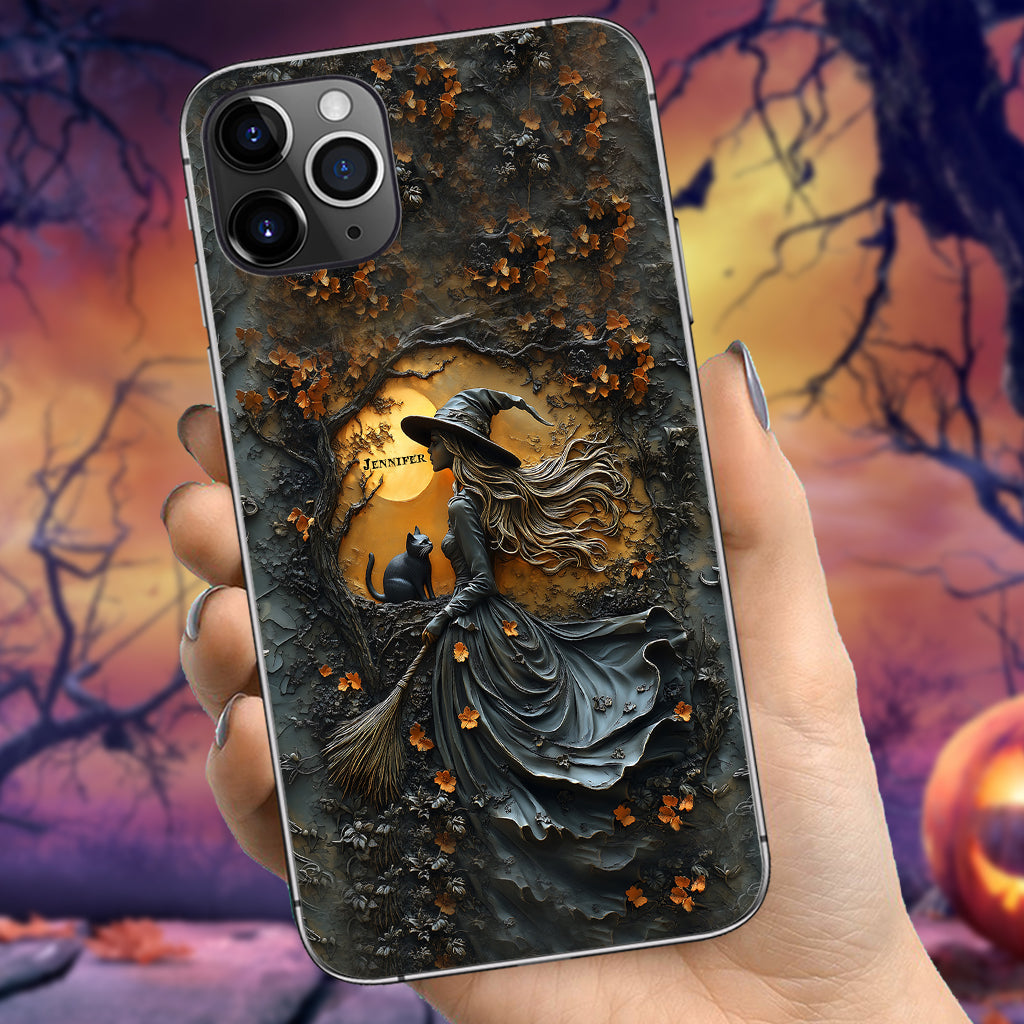 Beautiful Witch & Black Cat - Personalized Witch Phone Case