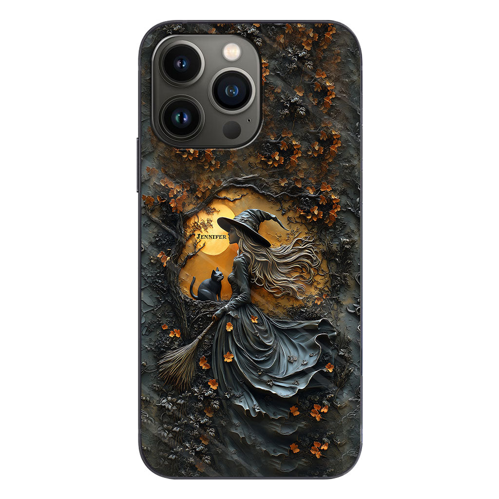 Beautiful Witch & Black Cat - Personalized Witch Phone Case
