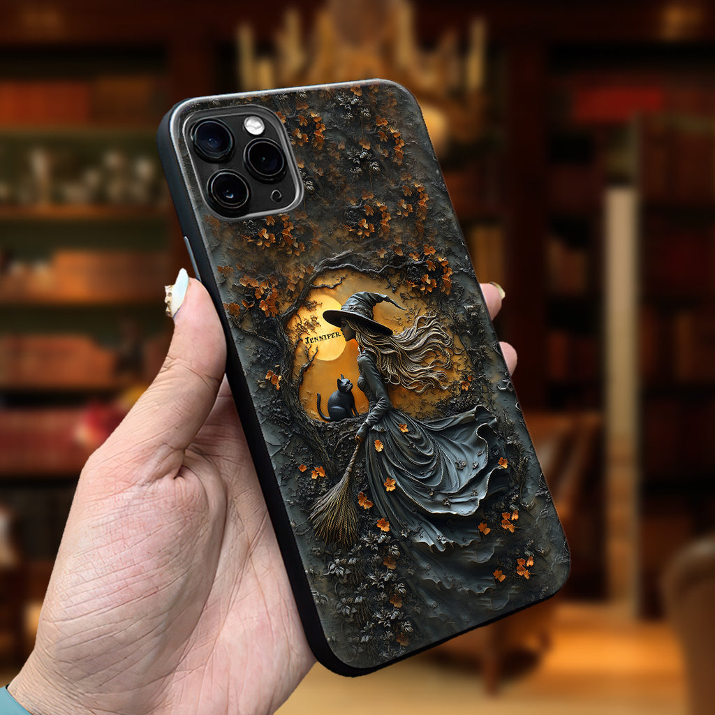 Beautiful Witch & Black Cat - Personalized Witch Phone Case