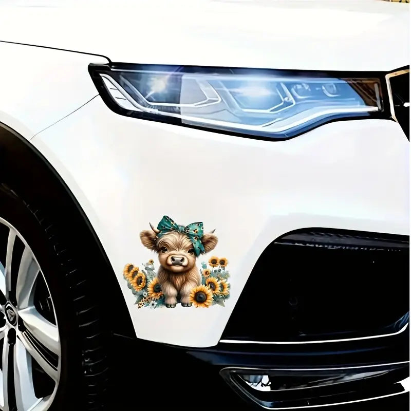 Highland Cow & Sunflower Sticker