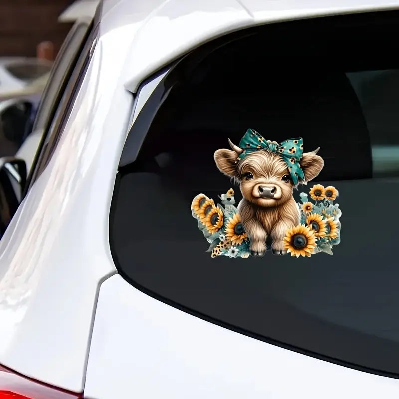 Highland Cow & Sunflower Sticker