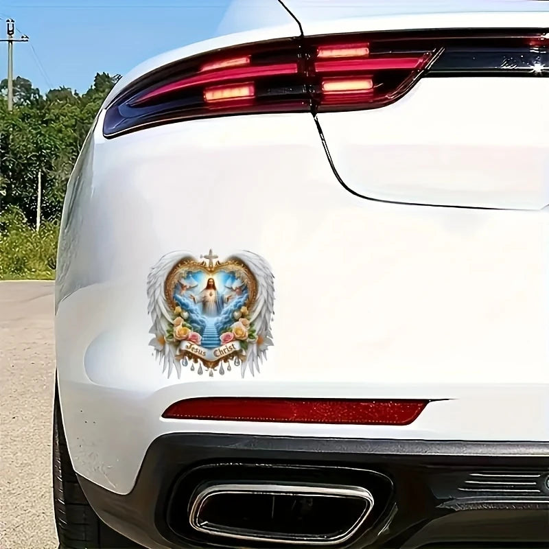 Jesus Christ Heart Wings Vinyl Decal Sticker