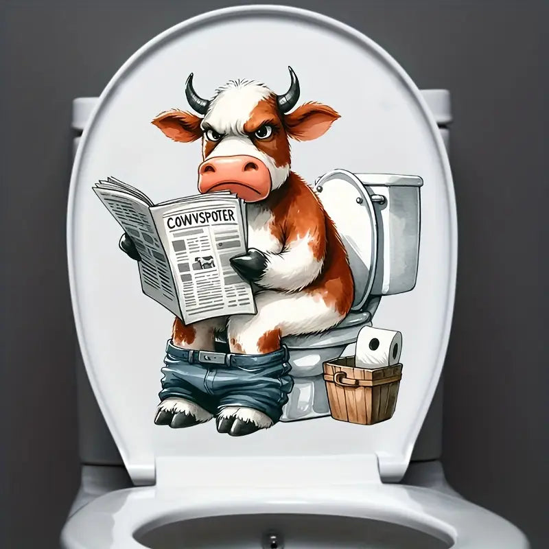 Cow Reading Newspaper Sticker