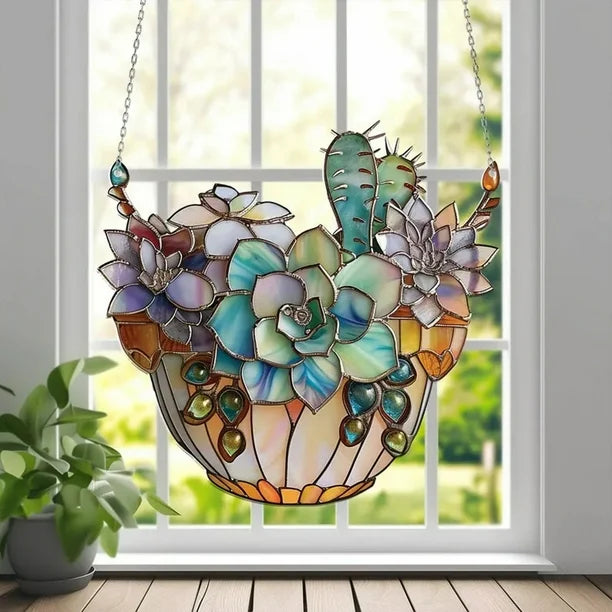 Succulent Tree Acrylic Window Hanging