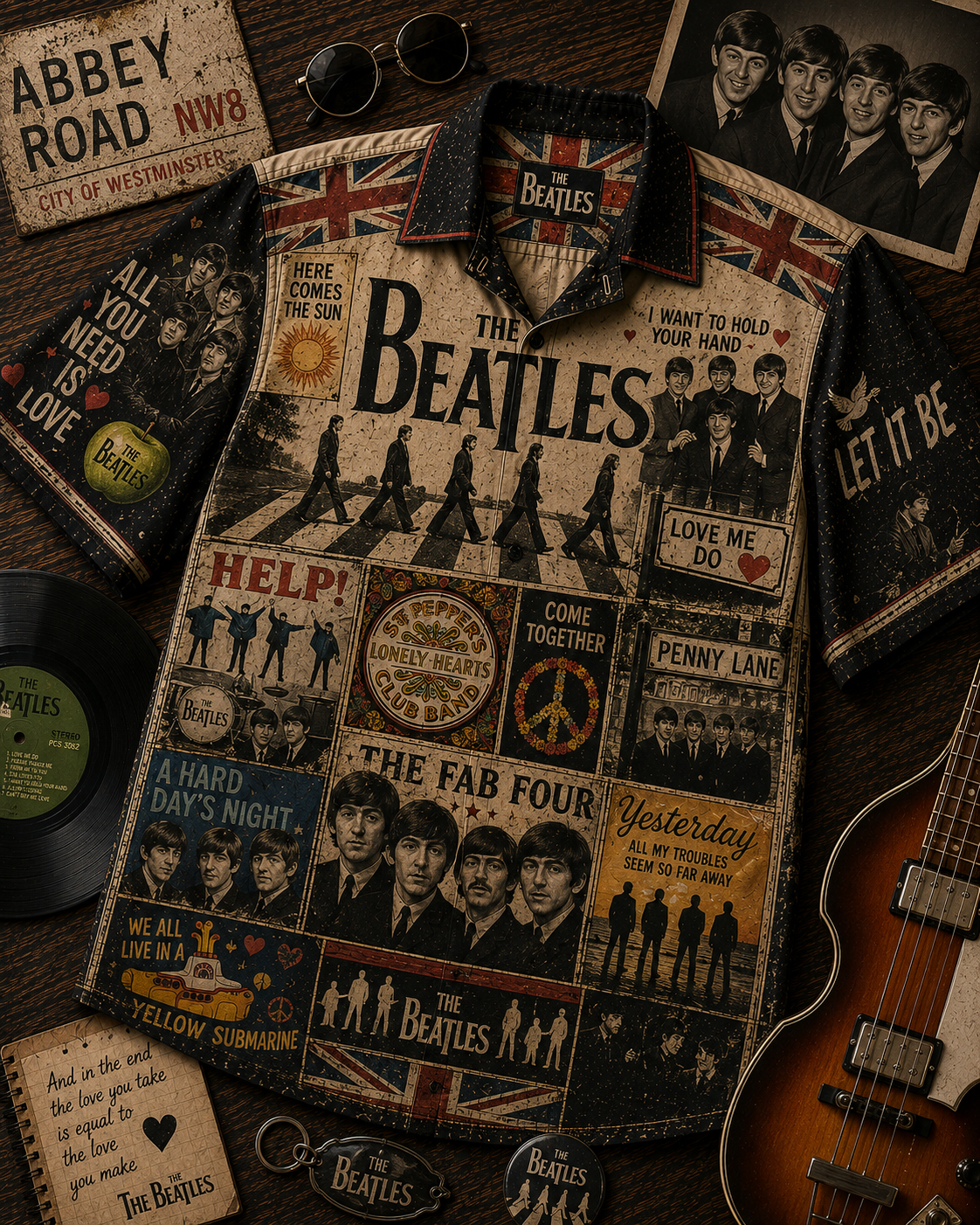 The Beatles Hawaiian Shirt - Vintage Music Fan Gift