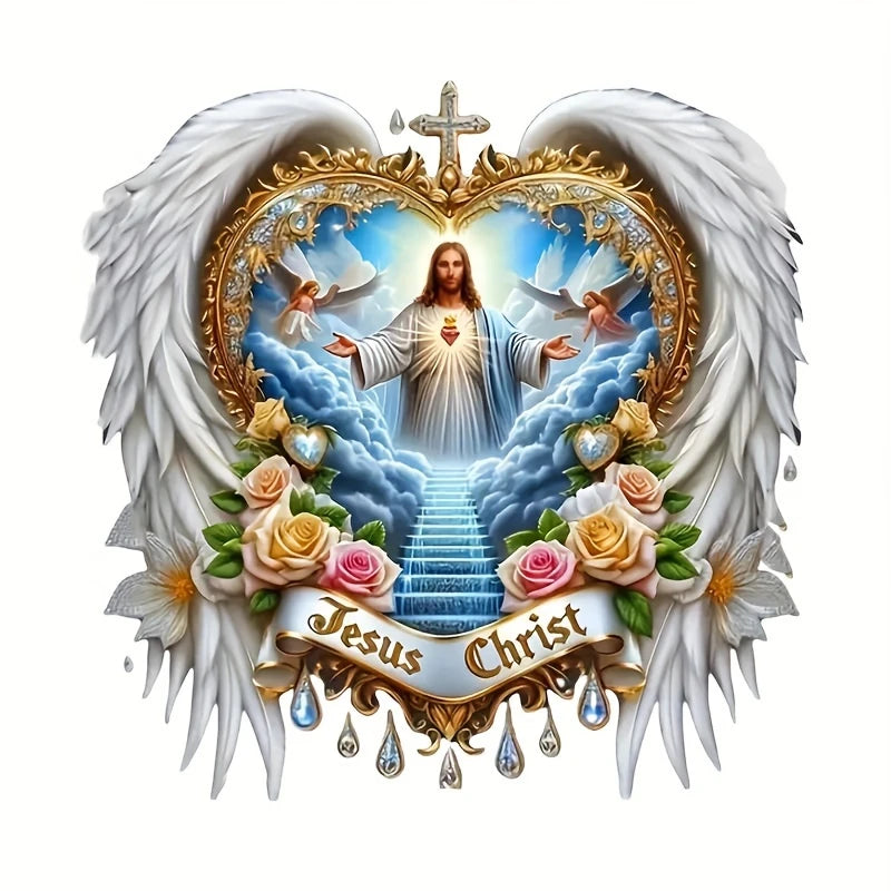 Jesus Christ Heart Wings Vinyl Decal Sticker