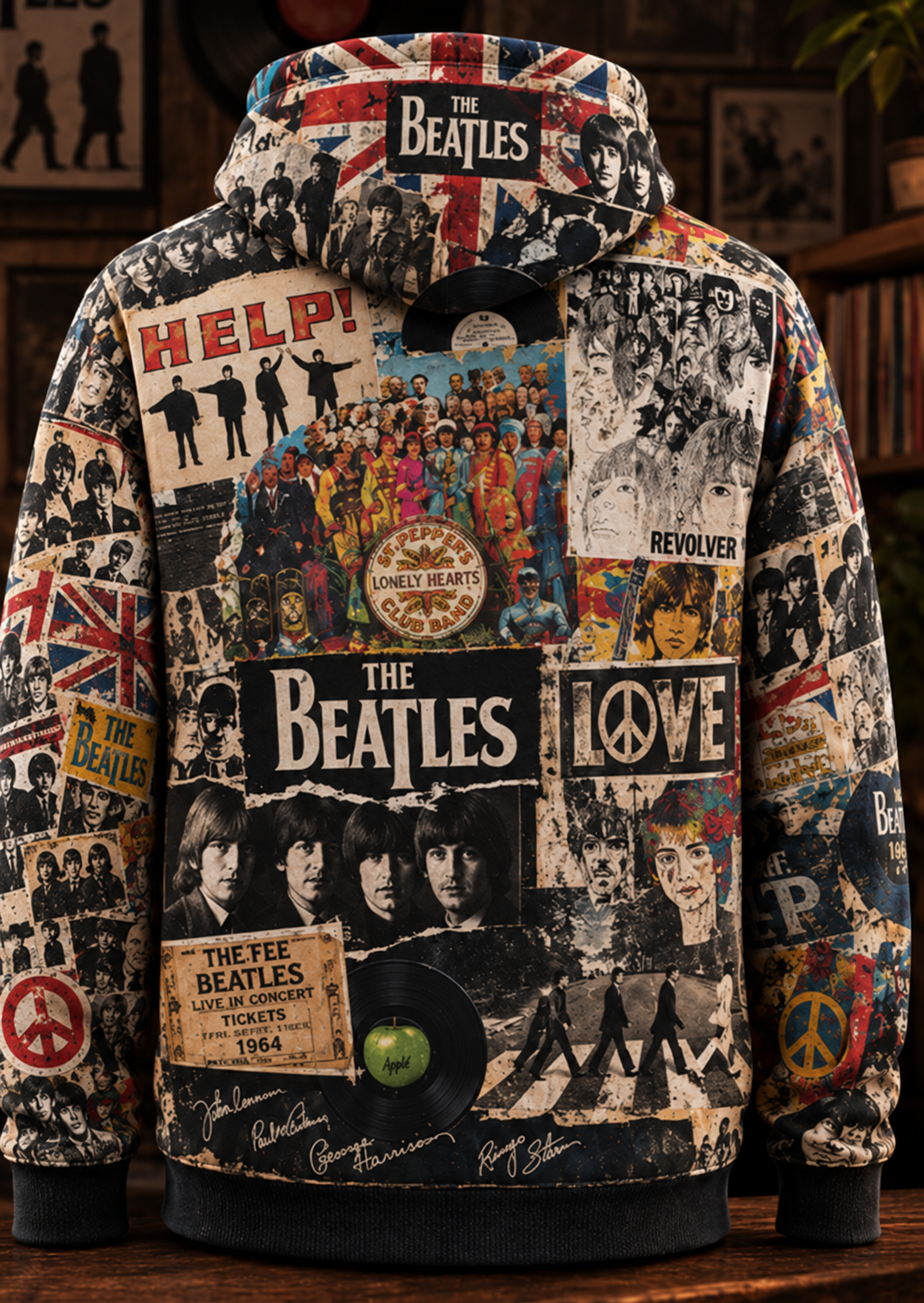 The Beatles Abbey Road Vintage Collage All Over Print Hoodie