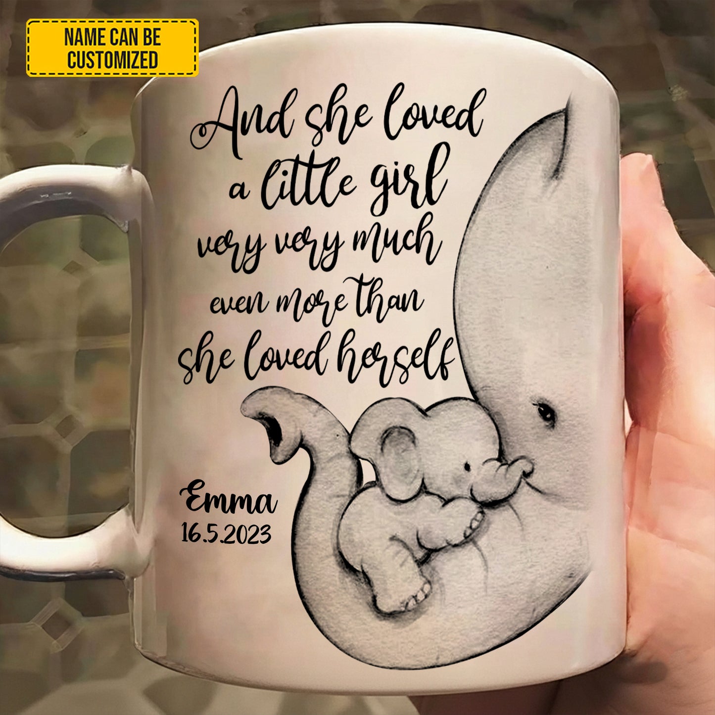 And She Loved - Personalized Elephant Mom & Baby White Mug