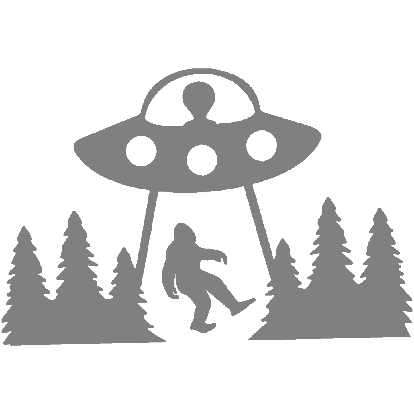 Bigfoot Sasquatch Alien UFO Trees Vinyl Sticker