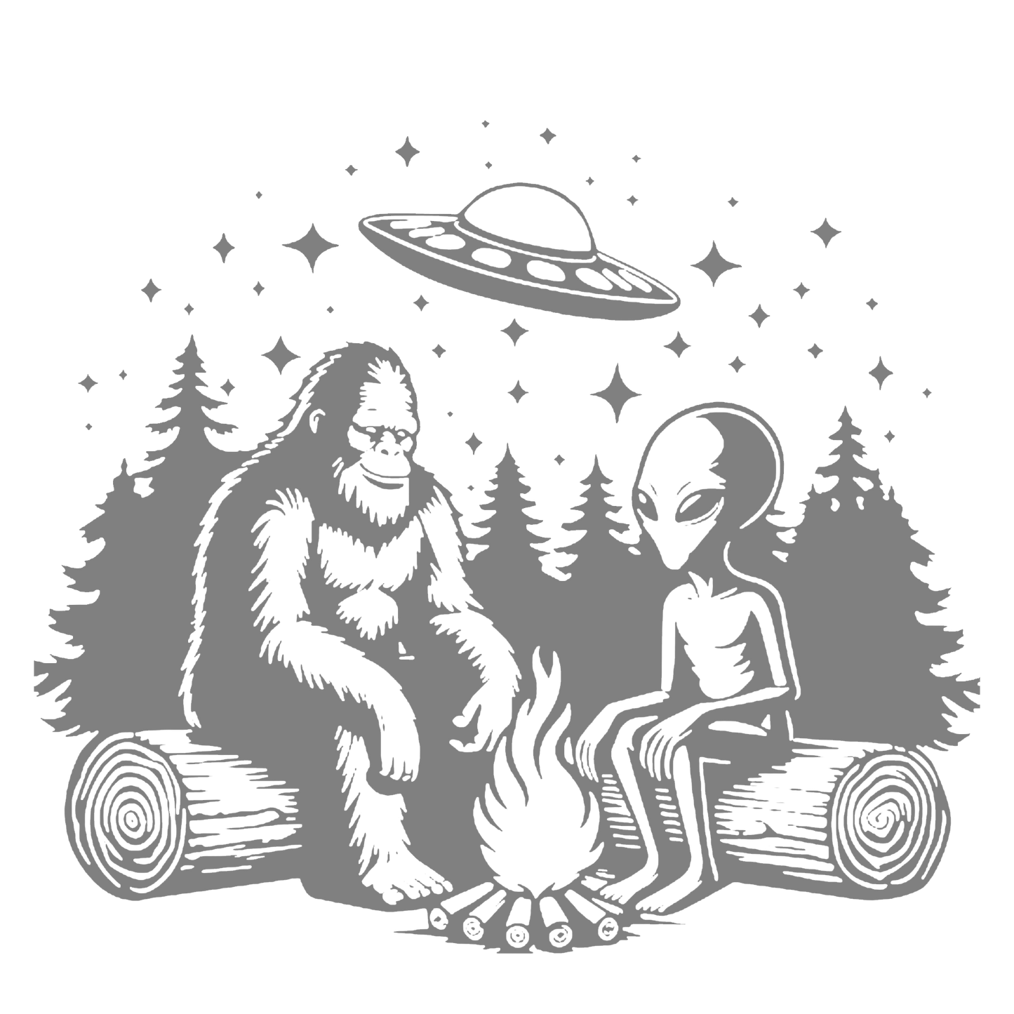 UFO, Bigfoot & Alien Campfire Sticker