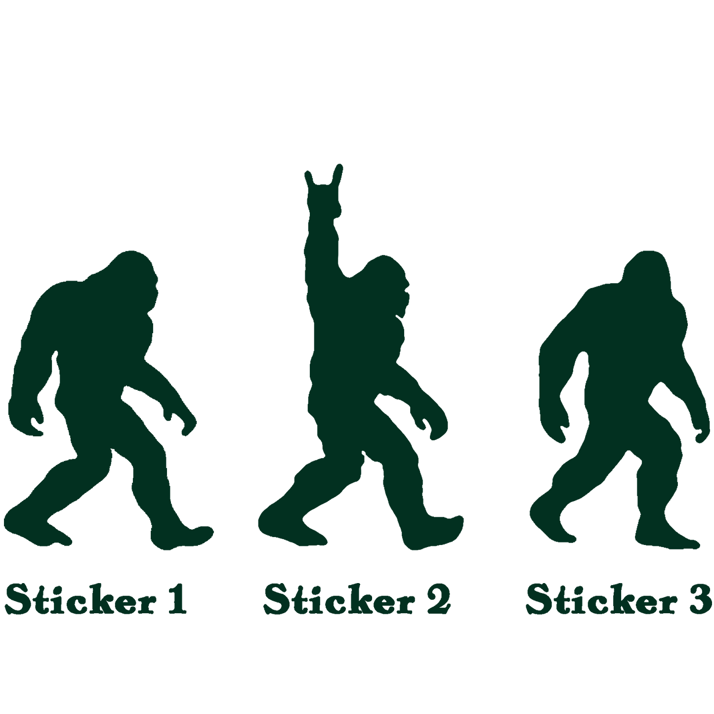 Set 3 Bigfoot Sticker, Sasquatch Stroll: Rock On Edition Vinyl Sticker