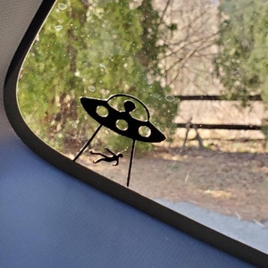 Alien UFO Abduction Vinyl Sticker