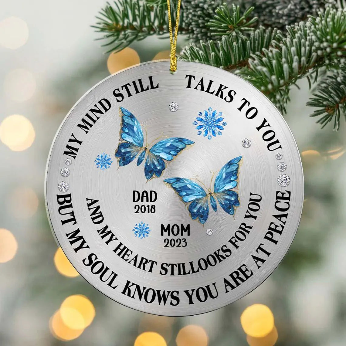My Mind Still Talks To You - Personalized Memorial Christmas Ornament
