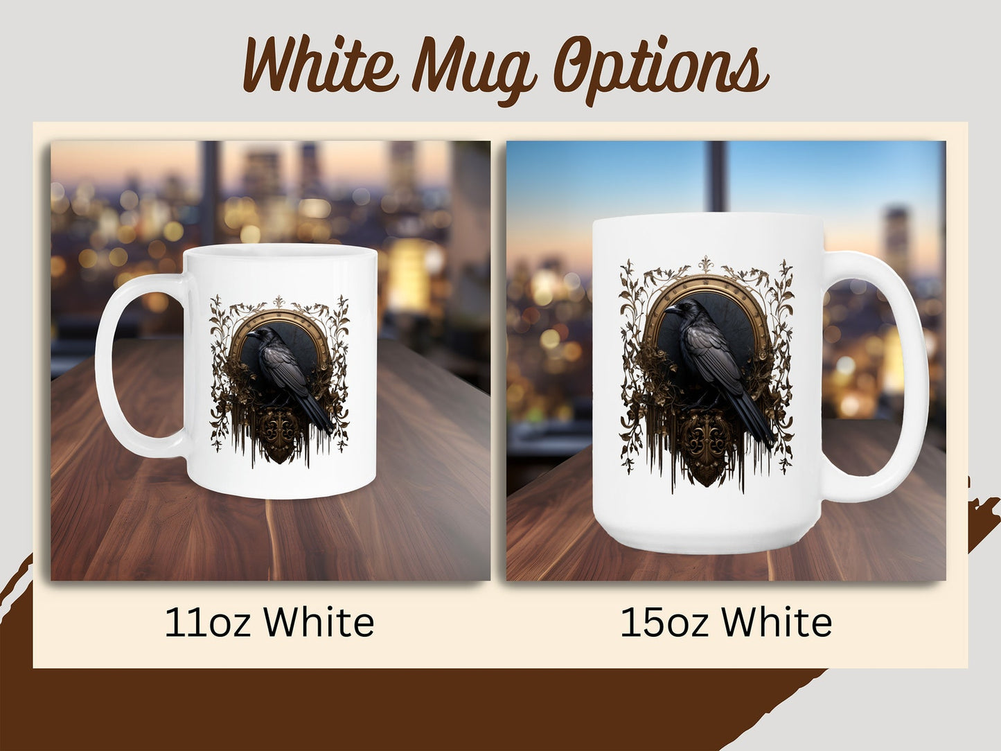 Gothic Raven Mug, Dark Academia Mug, Black Witchy Coffe Cup