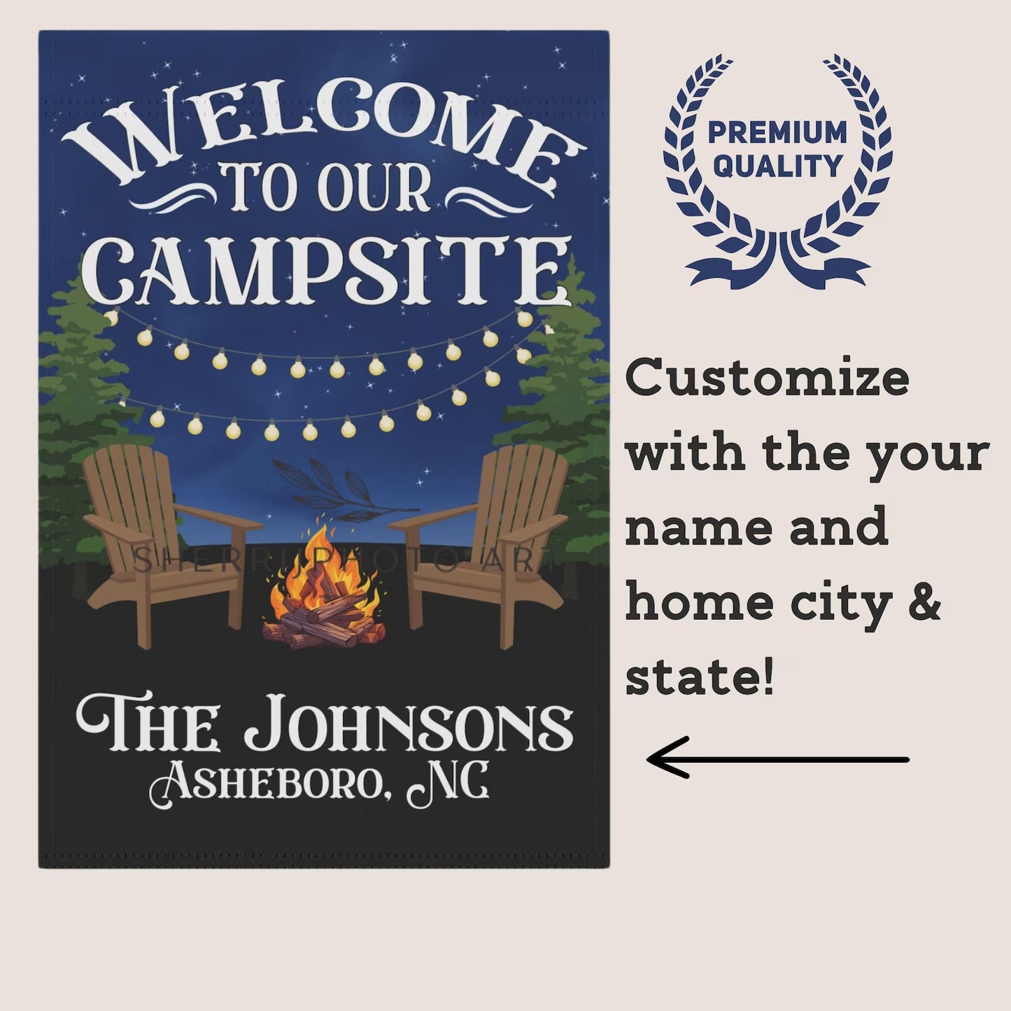 Personalized Welcome to Our Campsite Flag, Garden Flag, House Flag, Camping Gift, Gift for Campers